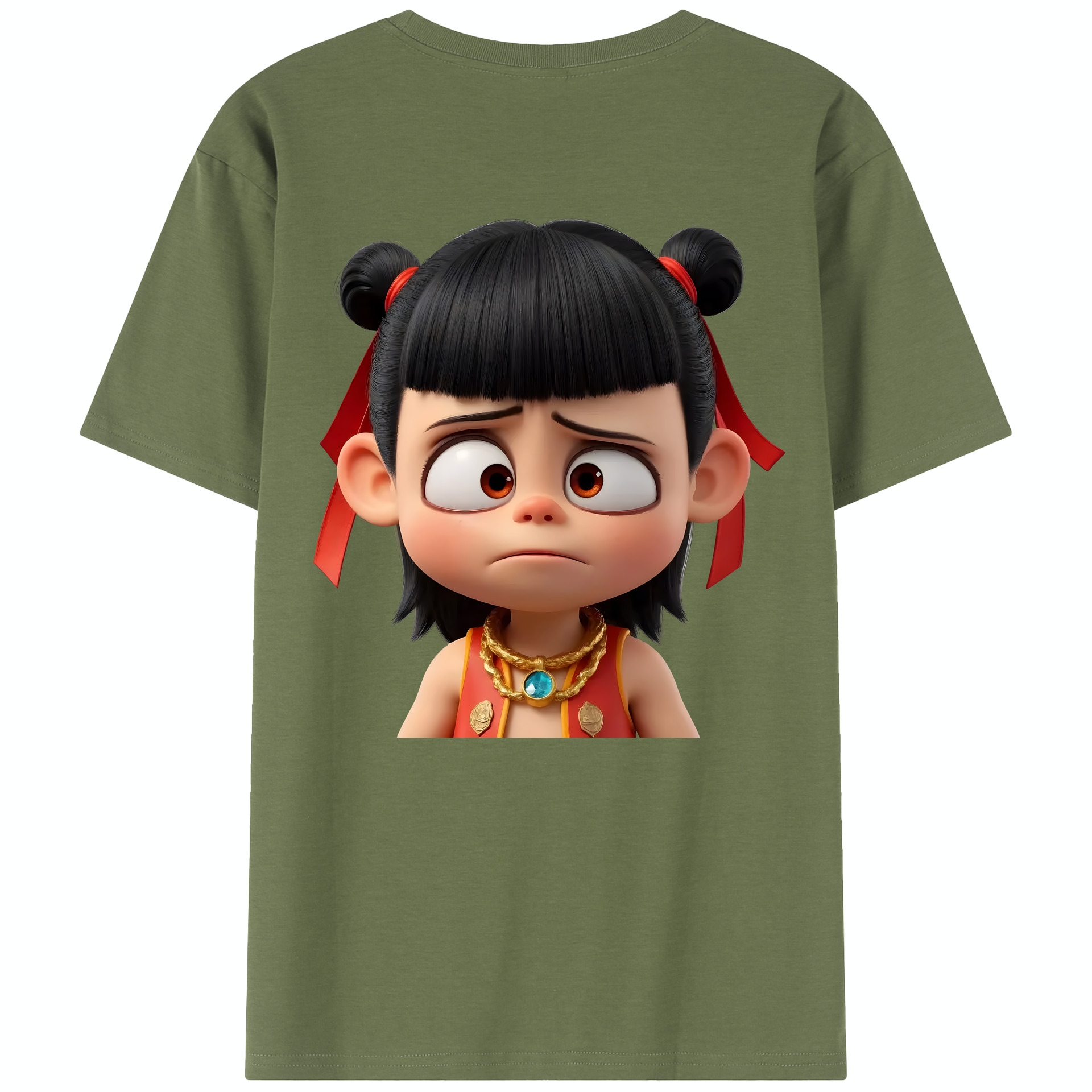 （画像用） Ne Zha 2 ナタ 魔童の大暴れ 綿100％半袖Tシャツ（背面プリント）
